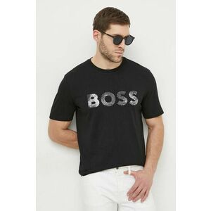 Boss Orange tricou din bumbac barbati, culoarea negru, cu imprimeu imagine