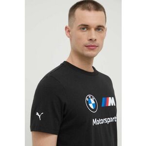 Puma tricou din bumbac x BMW bărbați, culoarea negru, cu imprimeu 84738201 imagine