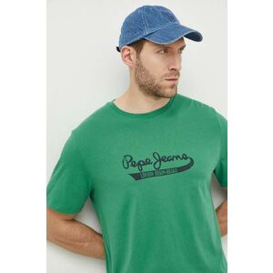 Pepe Jeans tricou din bumbac barbati, culoarea verde, cu imprimeu imagine