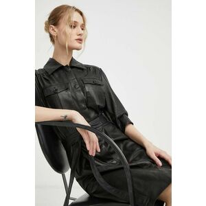 Bruuns Bazaar rochie de piele culoarea negru, mini, drept imagine