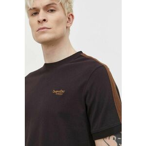 Superdry tricou din bumbac barbati, culoarea maro, neted imagine