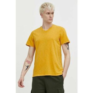 Superdry tricou din bumbac barbati, culoarea galben, neted imagine