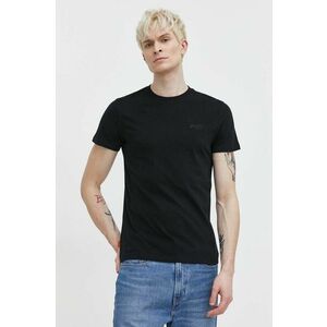 Superdry tricou din bumbac barbati, culoarea negru, neted imagine