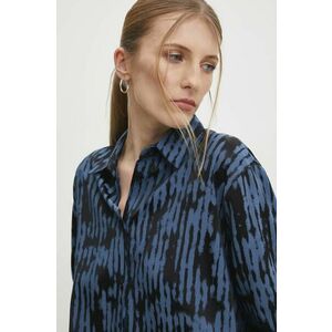 Answear Lab camasa femei, culoarea albastru marin, cu guler clasic, relaxed imagine