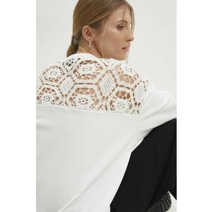 Answear Lab bluză de bumbac femei, culoarea alb, neted imagine