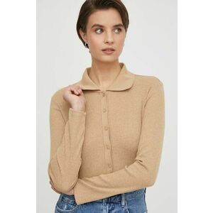 Sisley pulover femei, culoarea bej, light imagine