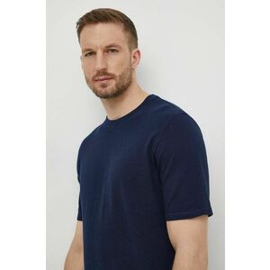 Sisley tricou din bumbac barbati, culoarea albastru marin, neted imagine