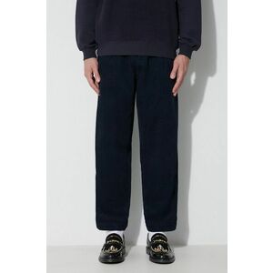 Universal Works pantaloni de catifea cord PLEATED TRACK PANT culoarea bleumarin, drept, 29519 29519 imagine