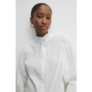 Answear Lab camasa din bumbac femei, culoarea alb, cu guler stand-up, regular imagine