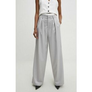 Answear Lab pantaloni femei, culoarea gri, lat, high waist imagine