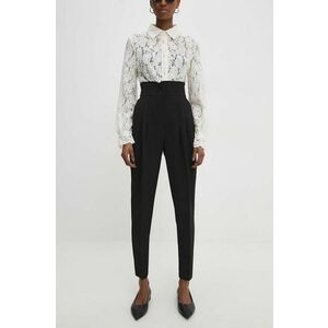 Answear Lab pantaloni femei, culoarea negru, fason chinos, high waist imagine