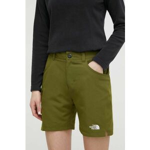 The North Face pantaloni scurți outdoor Horizon culoarea verde, neted, high waist imagine