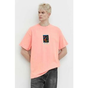 Volcom tricou din bumbac x ARTHUR LONGO barbati, culoarea roz, cu imprimeu imagine