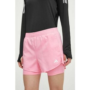 adidas Performance pantaloni scurți de antrenament culoarea roz, uni, high waist IS3950 imagine