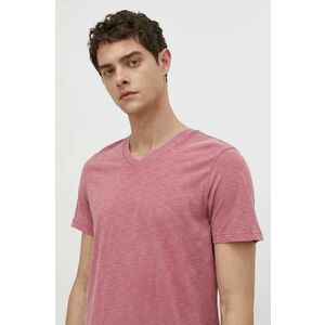 Superdry tricou din bumbac barbati, culoarea roz, neted imagine