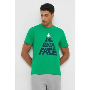 The North Face tricou din bumbac barbati, culoarea verde, cu imprimeu imagine