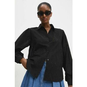 Answear Lab camasa din bumbac femei, culoarea negru, cu guler clasic, regular imagine