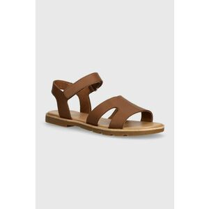 Sorel sandale de piele ELLA III ANKLE STRAP femei, culoarea maro, 2076821242 imagine