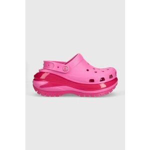 Crocs papuci Classic Mega Crush Clog femei, culoarea roz, cu platformă 207988 imagine