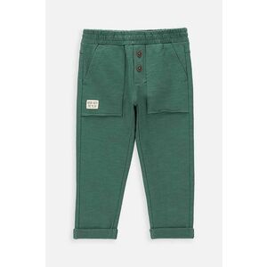 Coccodrillo pantaloni din bumbac pentru bebeluși culoarea verde, neted imagine