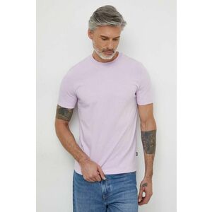 BOSS tricou din bumbac barbati, culoarea violet, neted imagine