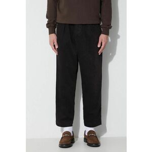 Universal Works pantaloni de catifea cord PLEATED TRACK PANT culoarea maro, drept, 29519 imagine