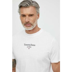 Tommy Jeans tricou din bumbac barbati, culoarea alb, cu imprimeu imagine