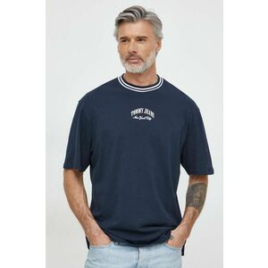 Tommy Jeans tricou din bumbac bărbați, culoarea bleumarin, cu imprimeu DM0DM18656 imagine