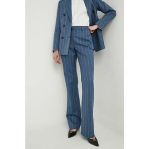 Sisley pantaloni din amestec de in drept, high waist imagine