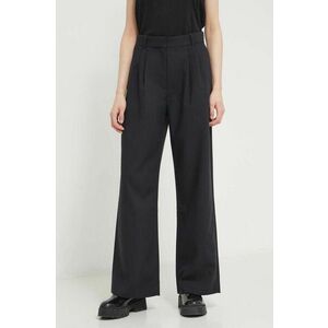 Abercrombie & Fitch pantaloni femei, culoarea negru, high waist imagine