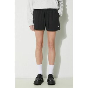 New Balance pantaloni scurti French Terry Short femei, culoarea negru, neted, high waist, WS41500BK imagine