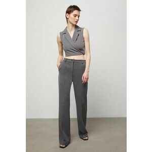 Answear Lab pantaloni femei, culoarea gri, drept, high waist imagine