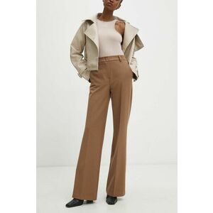 Answear Lab pantaloni femei, culoarea maro, drept, high waist imagine