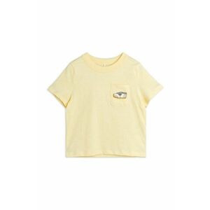 Mini Rodini tricou de bumbac pentru copii Jogging culoarea galben, cu imprimeu imagine