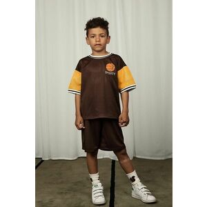 Mini Rodini tricou copii Basket culoarea maro, cu imprimeu imagine