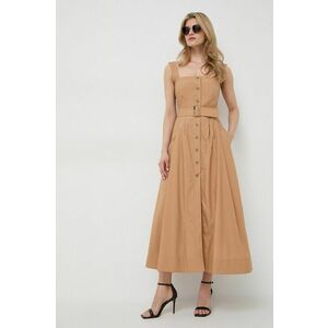 Luisa Spagnoli rochie din bumbac culoarea maro, maxi, evazati imagine