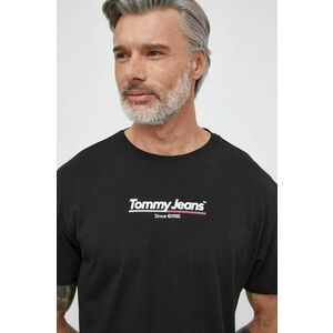 Tommy Jeans tricou din bumbac bărbați, culoarea negru, cu imprimeu DM0DM18590 imagine