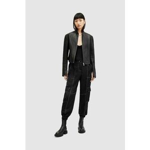 AllSaints pantaloni FRAN femei, culoarea negru, fason cargo, high waist imagine