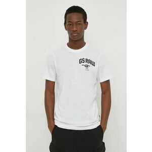 G-Star Raw tricou din bumbac barbati, culoarea alb, cu imprimeu imagine