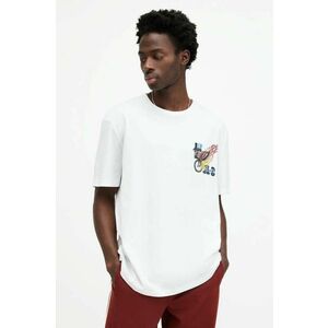 AllSaints tricou din bumbac ROLLER barbati, culoarea alb, cu imprimeu imagine