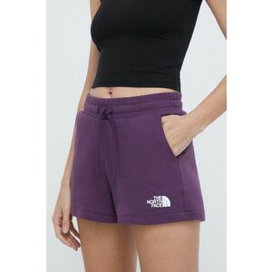 The North Face pantaloni scurti din bumbac culoarea violet, cu imprimeu, high waist imagine