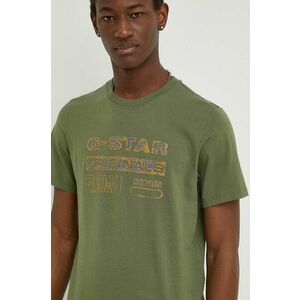 G-Star Raw Tricou din bumbac culoarea verde, cu imprimeu imagine