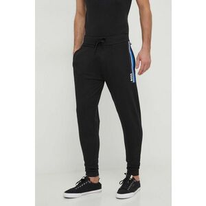 BOSS pantaloni de trening din bumbac culoarea negru, cu imprimeu imagine