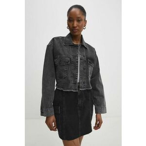 Answear Lab geaca jeans femei, culoarea negru, de tranzitie, oversize imagine