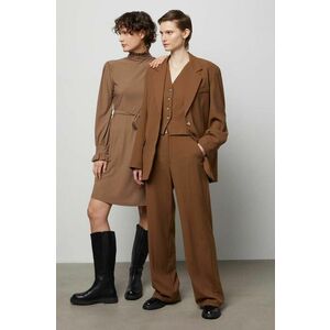 Answear Lab pantaloni femei, culoarea maro, lat, high waist imagine