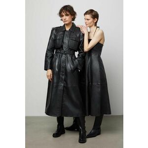 Answear Lab palton de piele femei, culoarea negru, de tranzitie imagine