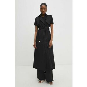 Answear Lab palton femei, culoarea negru, de tranzitie, cu doua randuri de nasturi imagine