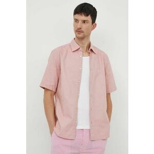 BOSS cămașă din bumbac ORANGE bărbați, culoarea roz, cu guler clasic, regular 50489351 imagine