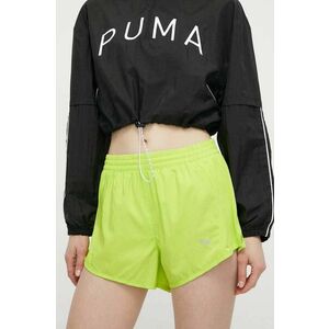 Puma pantaloni scurți de alergare Favourite Velocity culoarea verde, uni, medium waist 523177 imagine