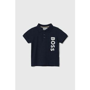 BOSS tricouri polo din bumbac pentru bebeluși culoarea albastru marin, cu imprimeu imagine
